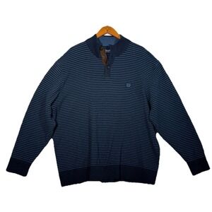 Chaps Mens 3XB Pullover Knit Sweater Shawl Collar Elbow Patches Blue Preppy Lux